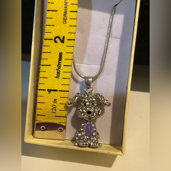 Silver and Purple Dog Pendant Necklace - Picture 5 of 12